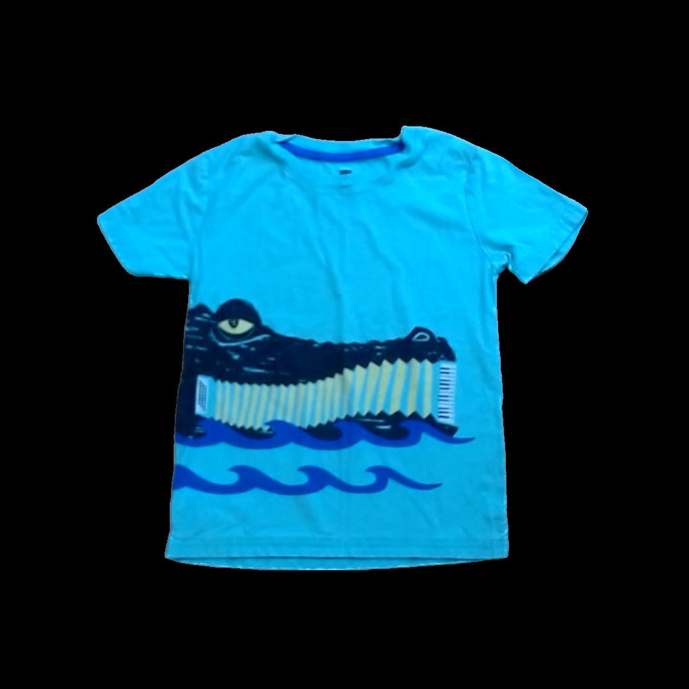 Tea Collection Boys Blue-Green | Alligator Short Sleeve Shirt size: 6 Years